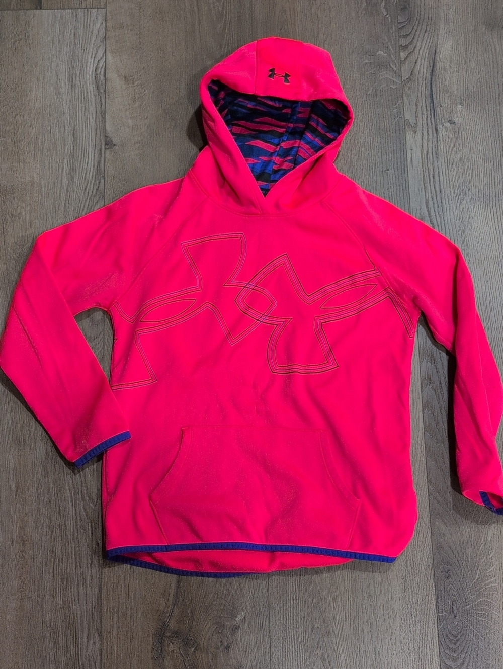 Under Armour Girls Bright Pink Hooded Logo Pullover